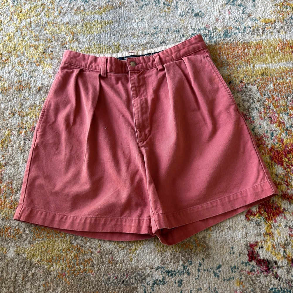 Vintage Polo Ralph Lauren Andrew Short Pleated Chino Shorts Salmon Pink 28
